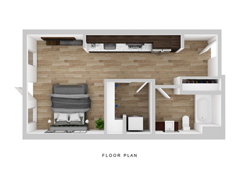 Floor plan for studio, 1 bath, 487 sqft